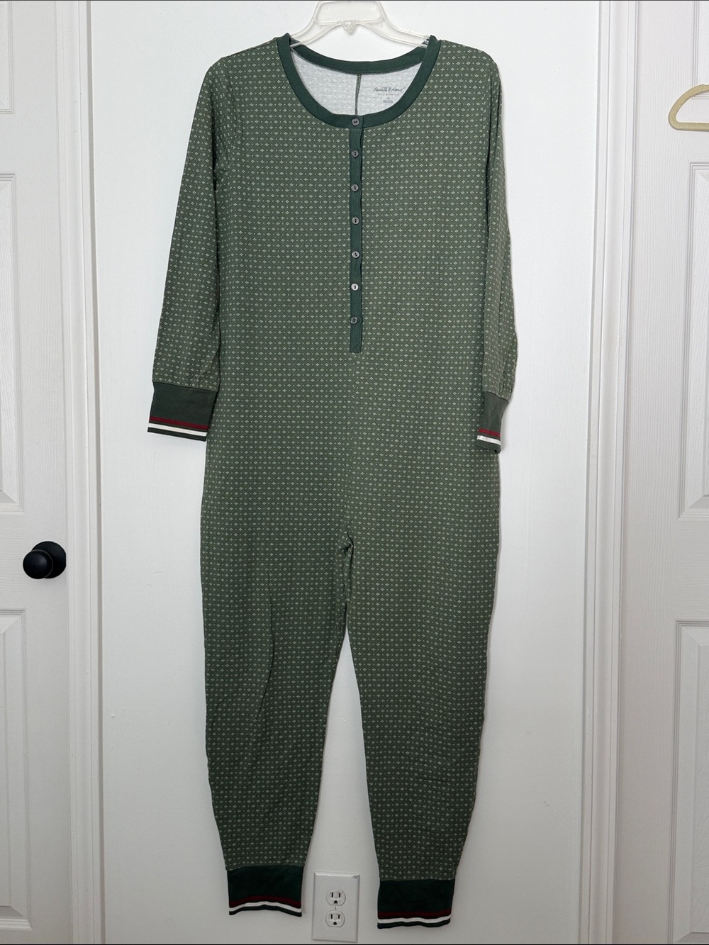 Hearth & Hand Olive Green One-Piece Long-Sleeve Pajama Romper
